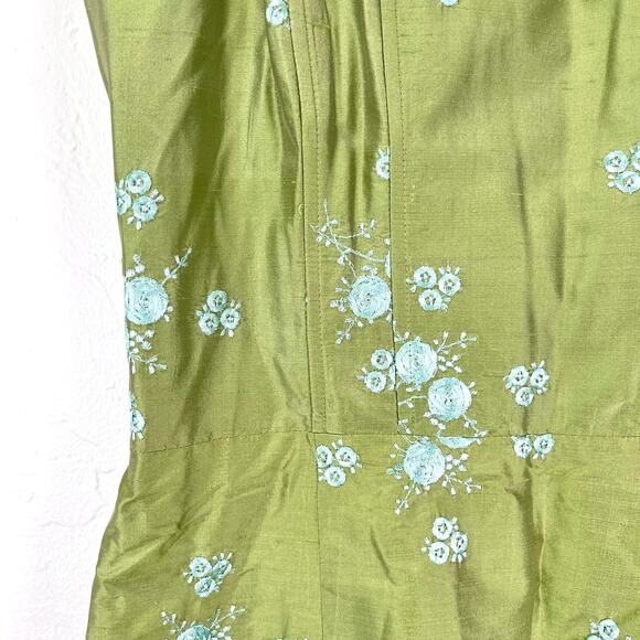 Vintage Y2K 90s Nanette Lepore Silk Mini Dress Sz 8 Corset Green Garden Fairy - Picture 4 of 7